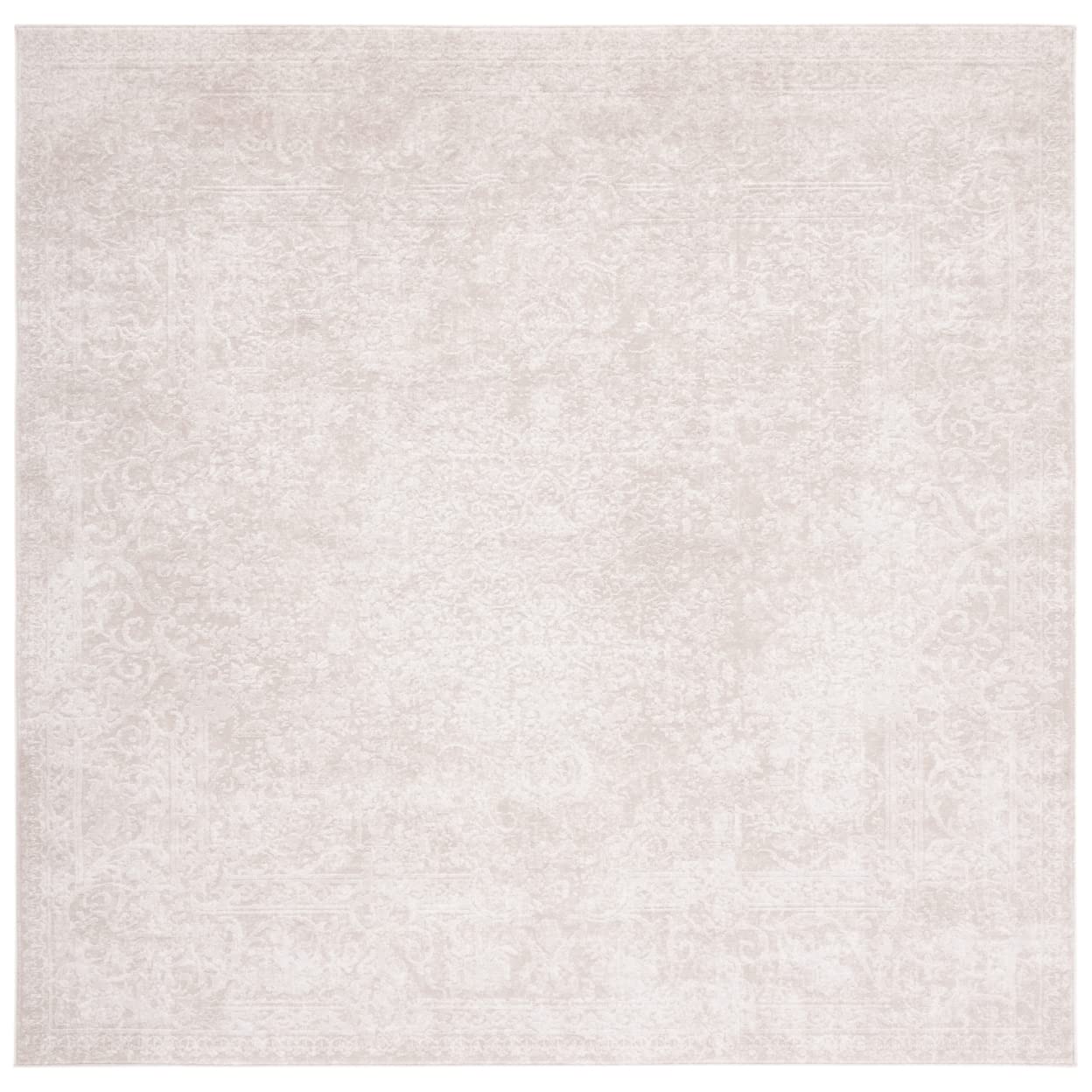 SAFAVIEH Reflection Collection 8' Square Cream/Ivory Vintage Distressed Area Rug - Soft & Durable for Living Room, Dining Room, Bedroom Decor | Perfect for Boho, Farmhouse & Modern Home Styles