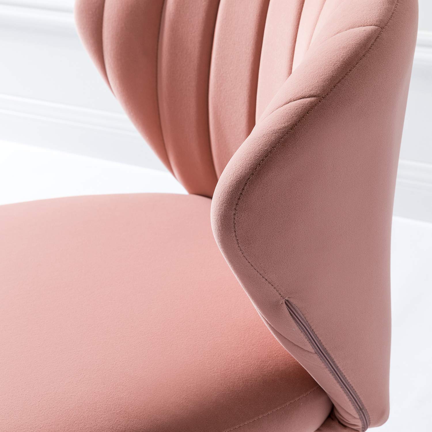 TINA'S HOME Modern Velvet Dining Chairs with Golden Metal Legs - Pink Tufted Upholstered Accent Chair for Living Room, Kitchen, Vanity & Beauty Salon | Elegant Small Seating for Home, Patio & Office