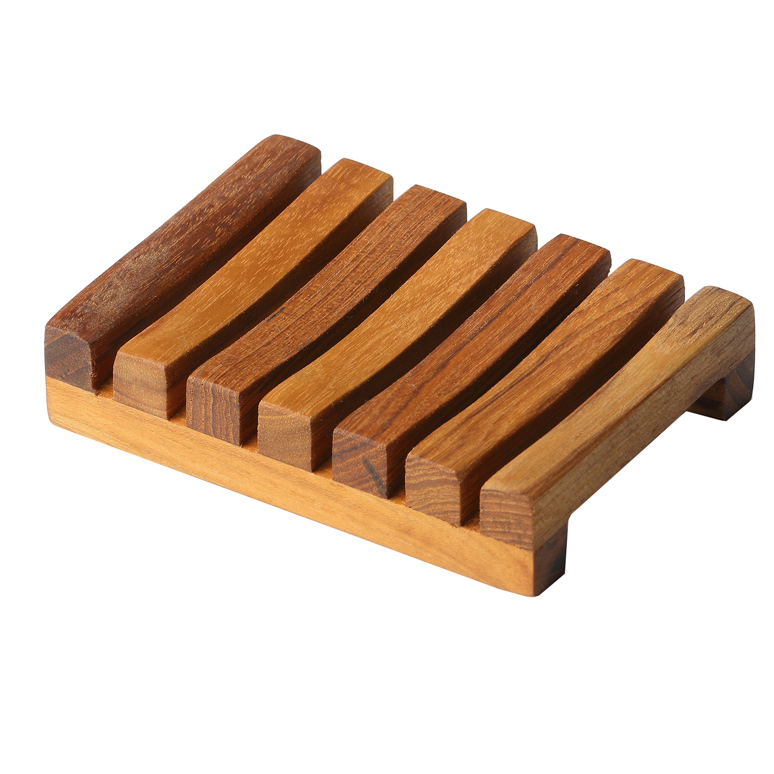 Bare Decor Giza Teak Shower Mat & Subsy Teak Soap Dish Set - Natural Wood Bathroom Accessories for Spa-Like Luxury - Perfect for Showers, Bathtubs, and Bathroom Decor