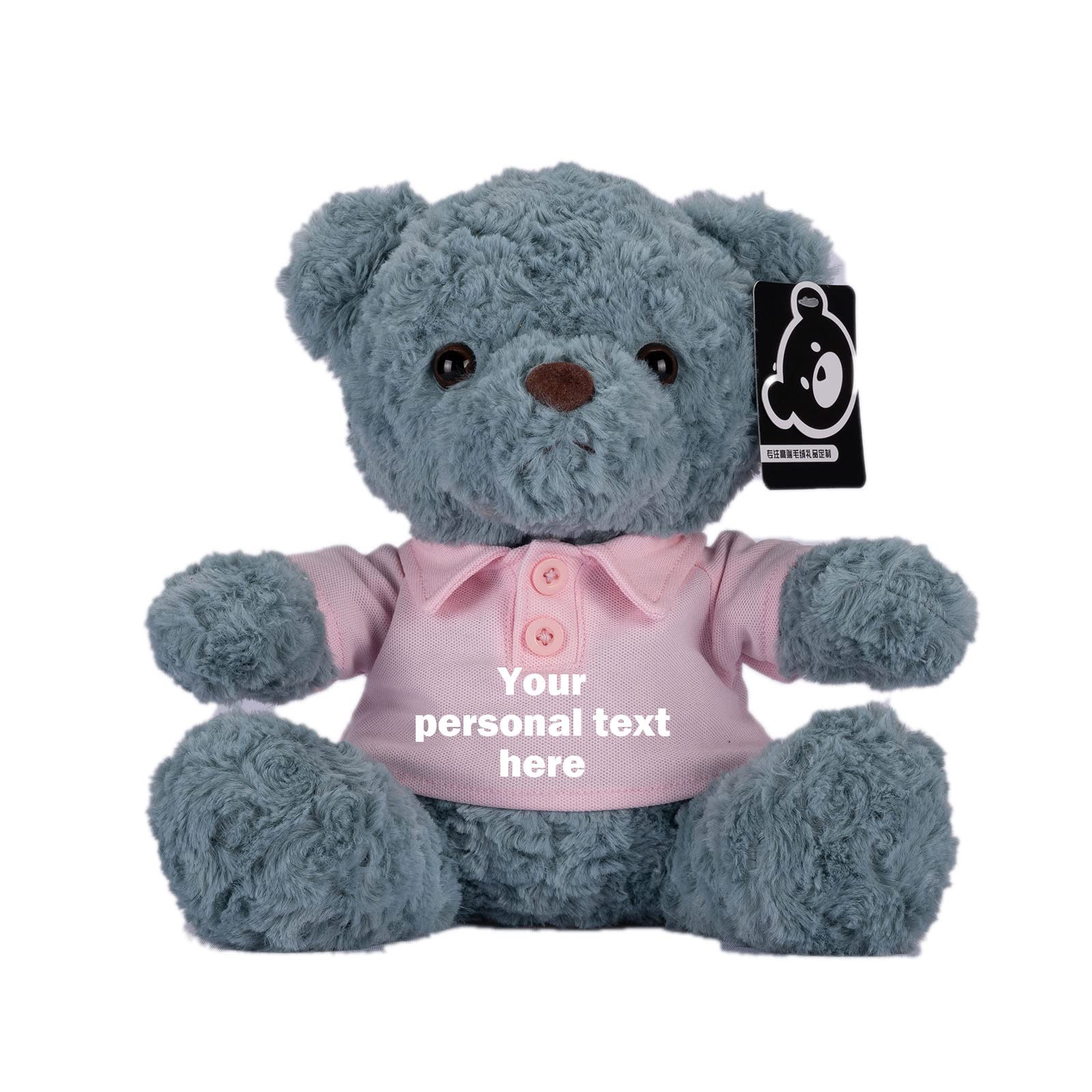 Customized Teddy Bear Plush Toy - Personalized Stuffed Animal with Text for Valentine's Day, Birthday Gifts for Men & Women (10 Inch Blue Bear in Pink) - Perfect for Anniversaries, Baby Showers & Romantic Surprises