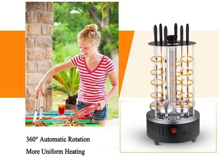 Ultimate Smokeless Indoor Electric Grill - Perfect for Kebabs, Rodizio Asador, Shawarma & More | Includes Kabob Skewers, Grilling Basket & Mitt | Ideal for Home Rotisserie Cooking, Family BBQs & Healthy Meals