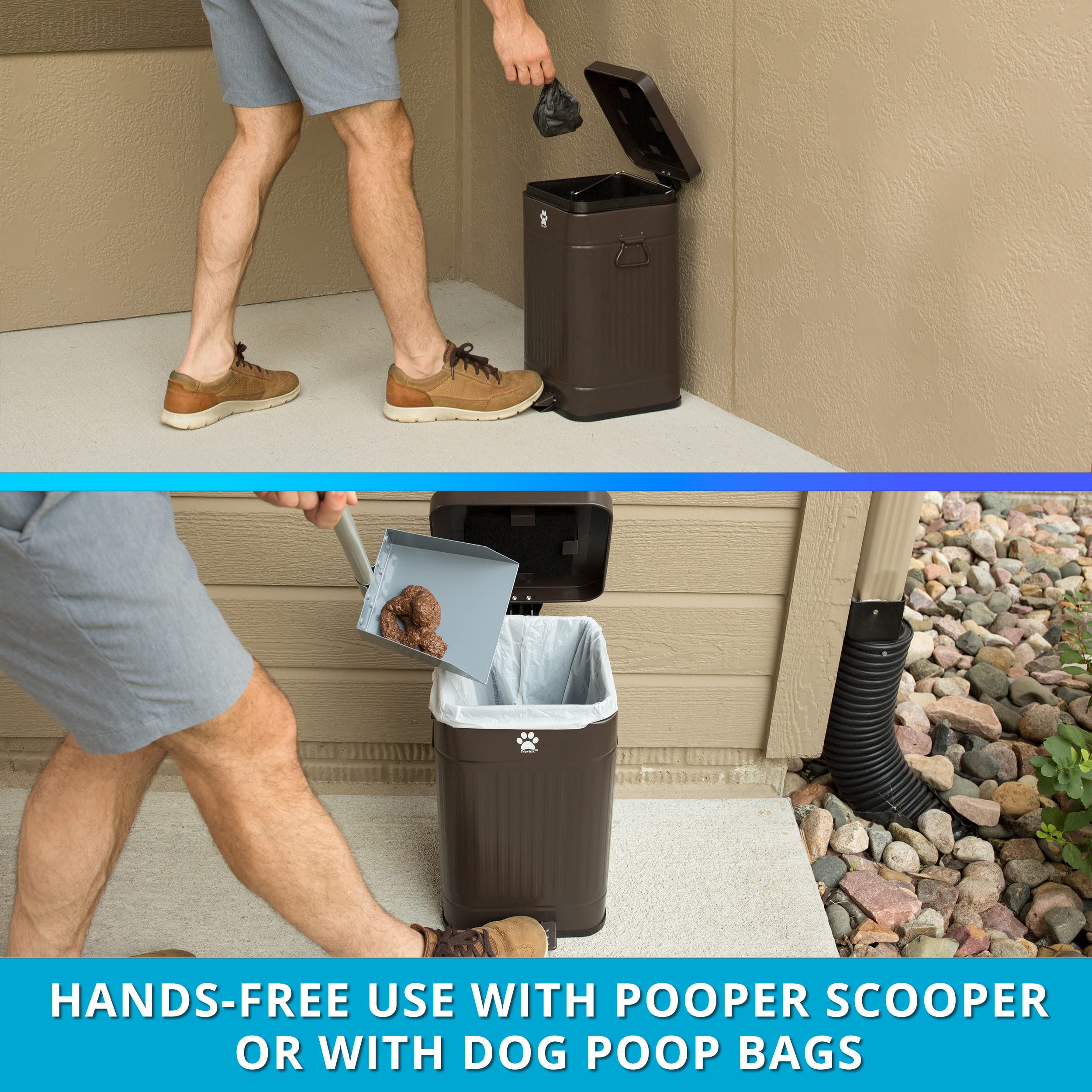 Odor-Proof Outdoor Dog Waste Trash Can with Lid - 12L/3.2Gal Pet Poop Station for Backyard, Garden & Park - Durable Dog Poop Bin for Easy Cleanup & Odor Control