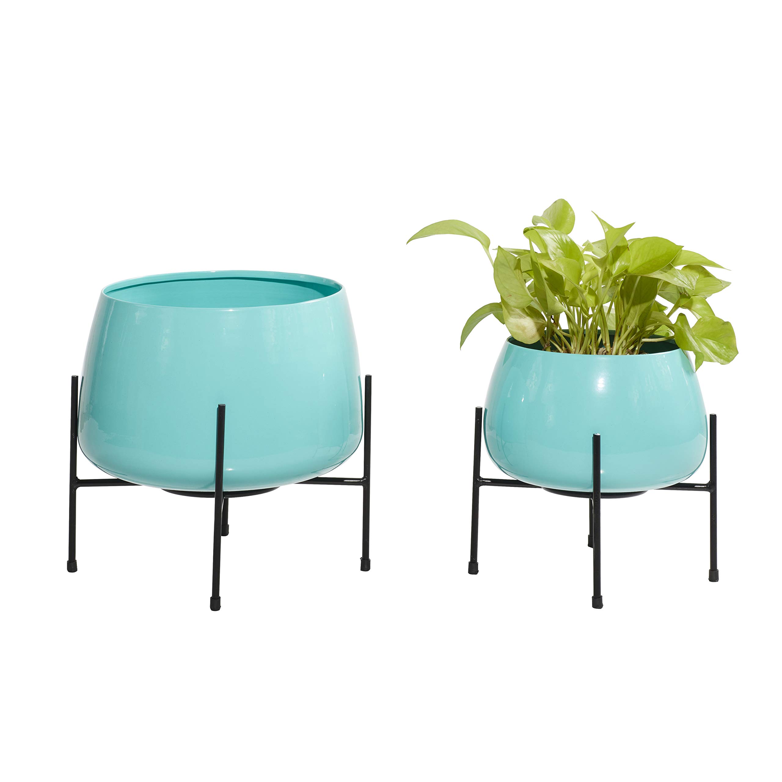 Deco 79 Metal Round Planter with Removable Stand - Set of 2 (8