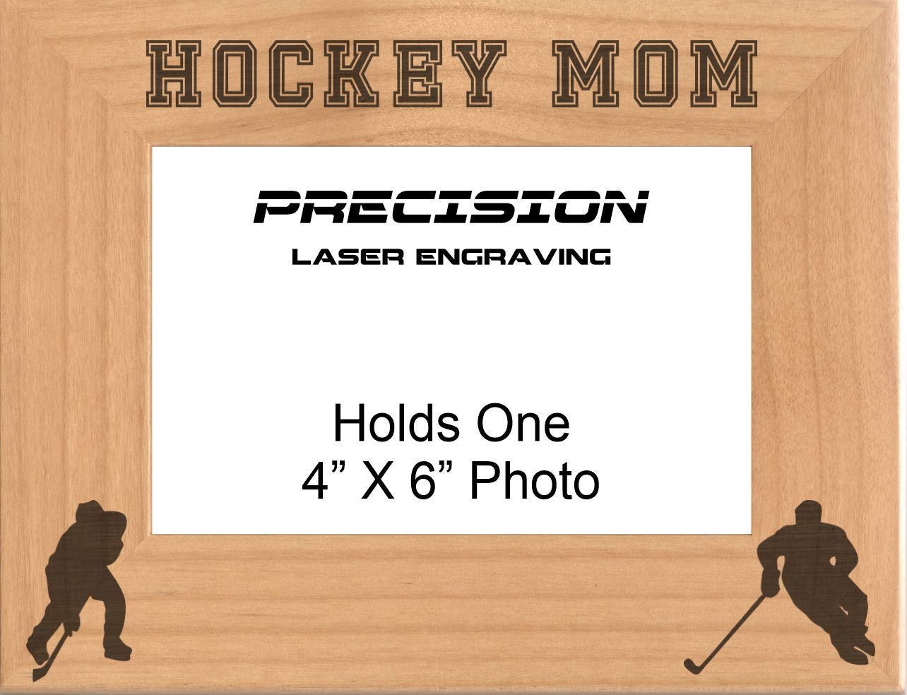 Personalized Hockey Mom Engraved Natural Wood Picture Frame - Perfect Sports Gift for Hockey Moms, Players & Fans - Great for Home Decor, Team Gifts & Special Occasions