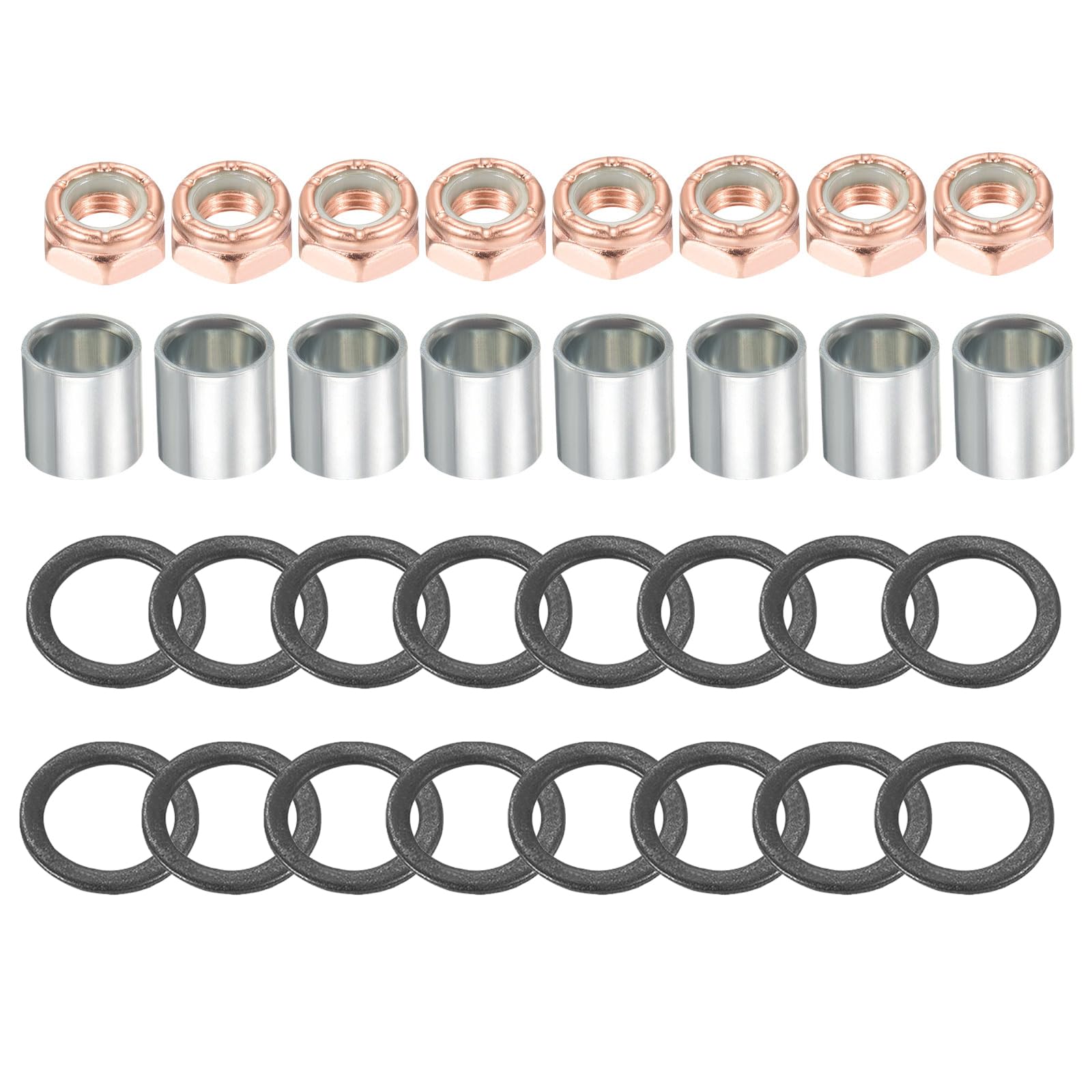 PATIKIL Skateboard Truck Hardware Kit - 8pcs Skateboard Truck Lock Nuts, Axle Washers & Spacer Speed Rings for Longboard Cruiser Repair | Durable Replacement Parts for Smooth Riding & Skate Park Performance
