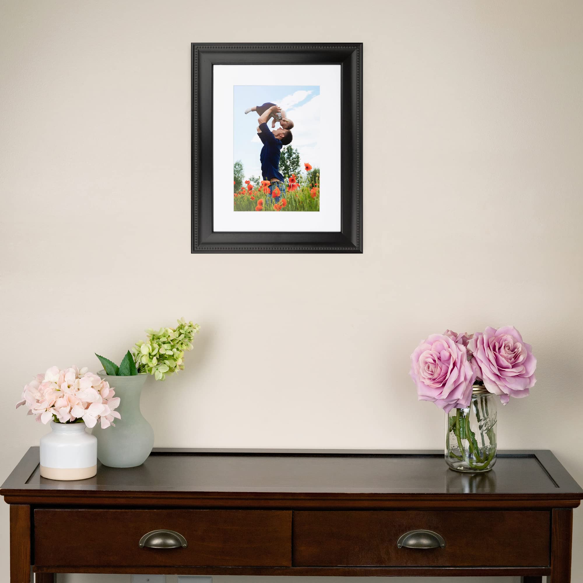 ArtToFrames 9x36 Inch Black Picture Frame - 2 Inch Custom Wood Poster Frame with Matte Black Finish & Beaded Design - Includes Economy Acrylic & Corrugated Backing (2WOMM469520-9x36) - Perfect for Wall Art, Photos, Posters & Home Decor