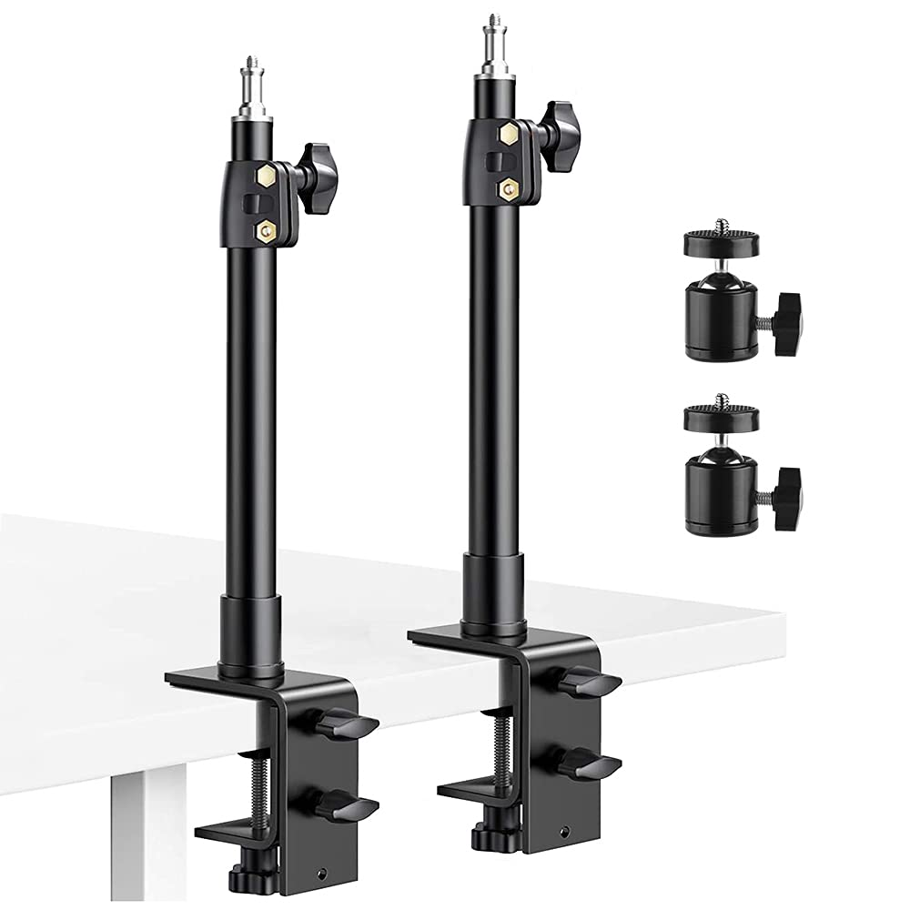 2 Pack DSLR Camera Desk Mount Stand with 360° Ball Head - for Photography & Video Conference Lighting