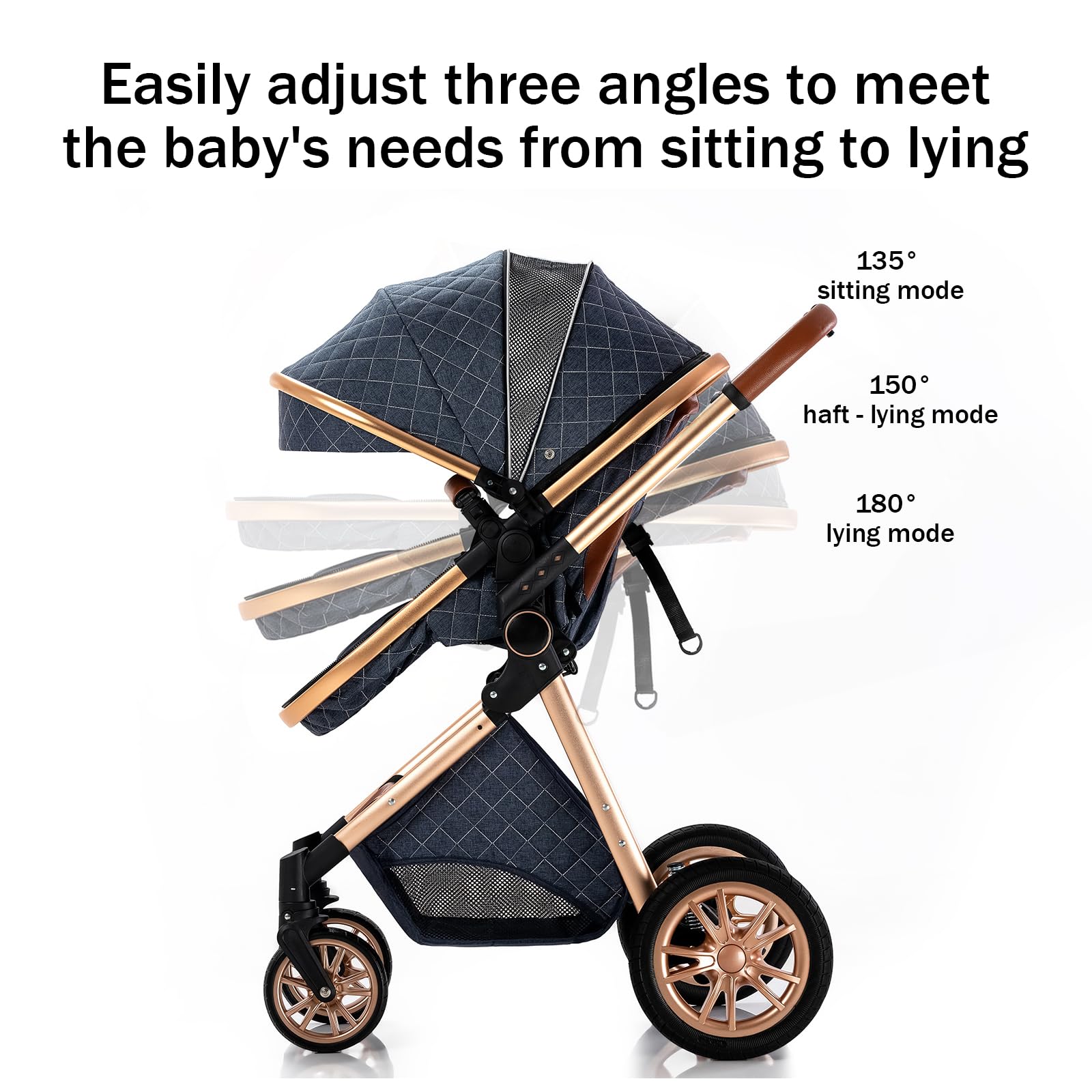Lightweight Foldable Baby Stroller - Portable Infant Stroller with One-Click Folding, Reversible Seat & Aluminum Frame | Newborn Pram for Travel, Shopping & Outdoor Walks (Off White)