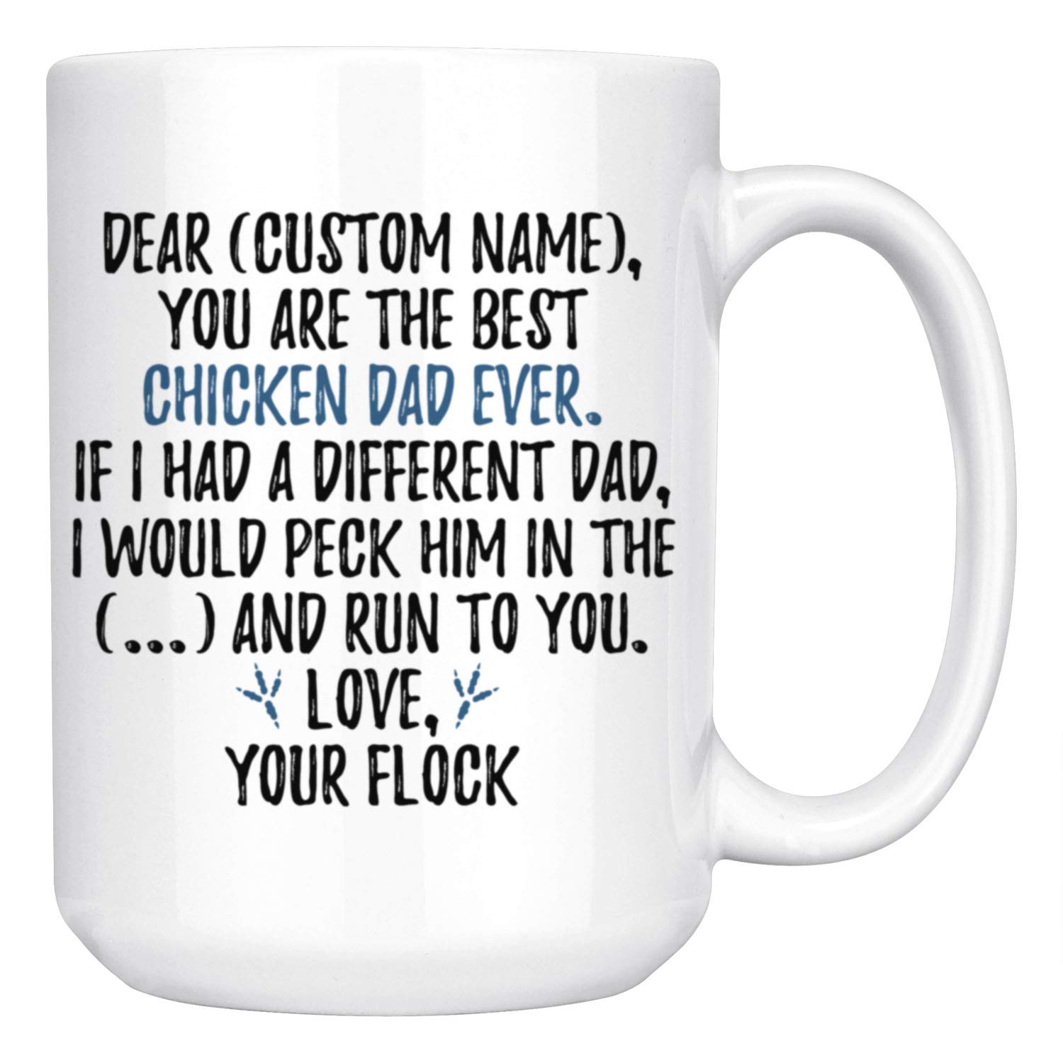 Personalized Chicken Dad Mug - 15 oz Funny Chicken Owner Gift for Men, Fathers, Chicken Lovers - Perfect for Father's Day, Birthday & Coffee Lovers