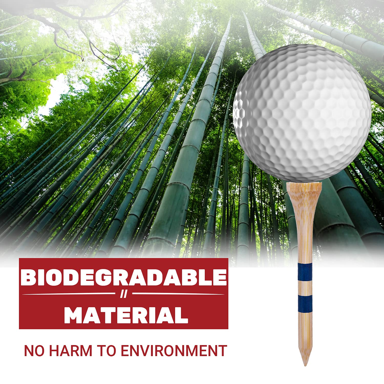 Premium Bamboo Golf Tees Set - 4 Sizes (1.5