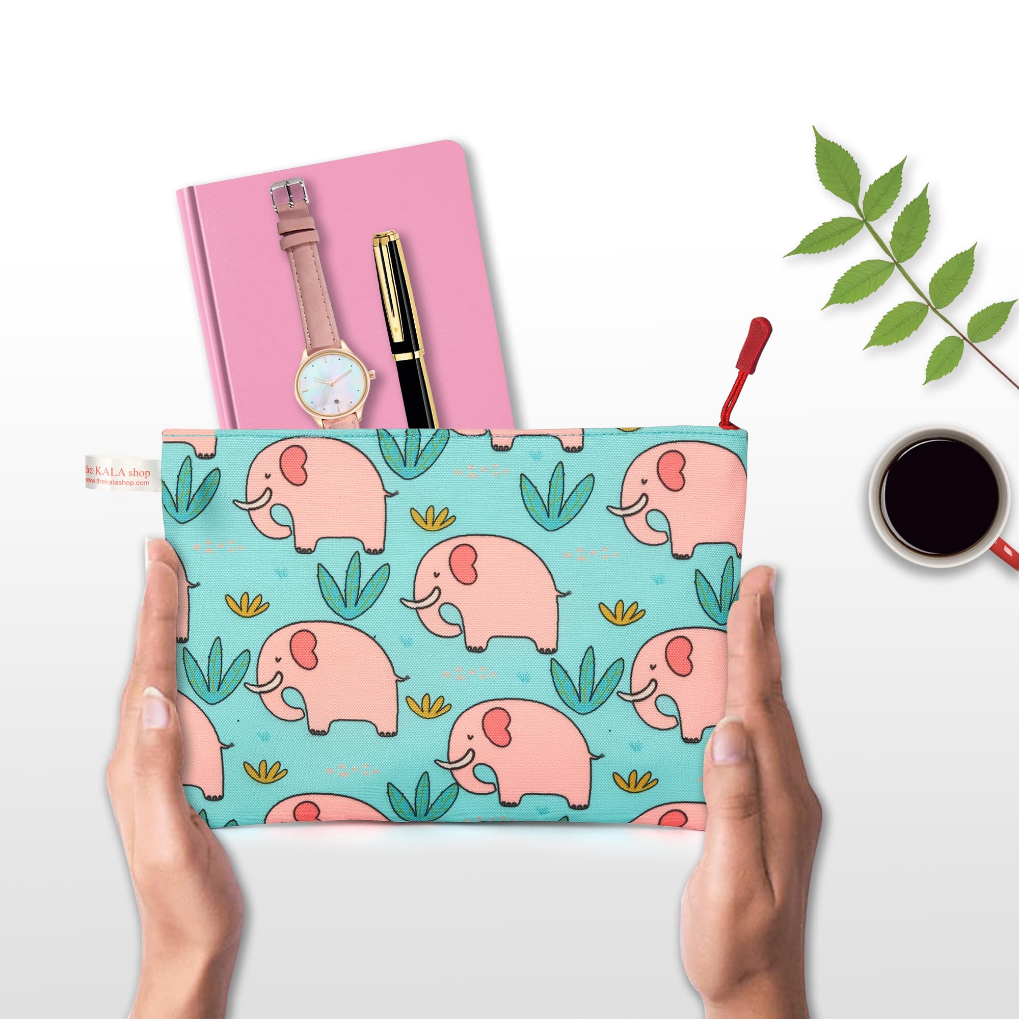Stylish Elephant Print Travel Pouch for Women, Men & Kids - Waterproof Storage Bag for Makeup, Toiletries & Accessories | Perfect for Vacation, Gym & Daily Use