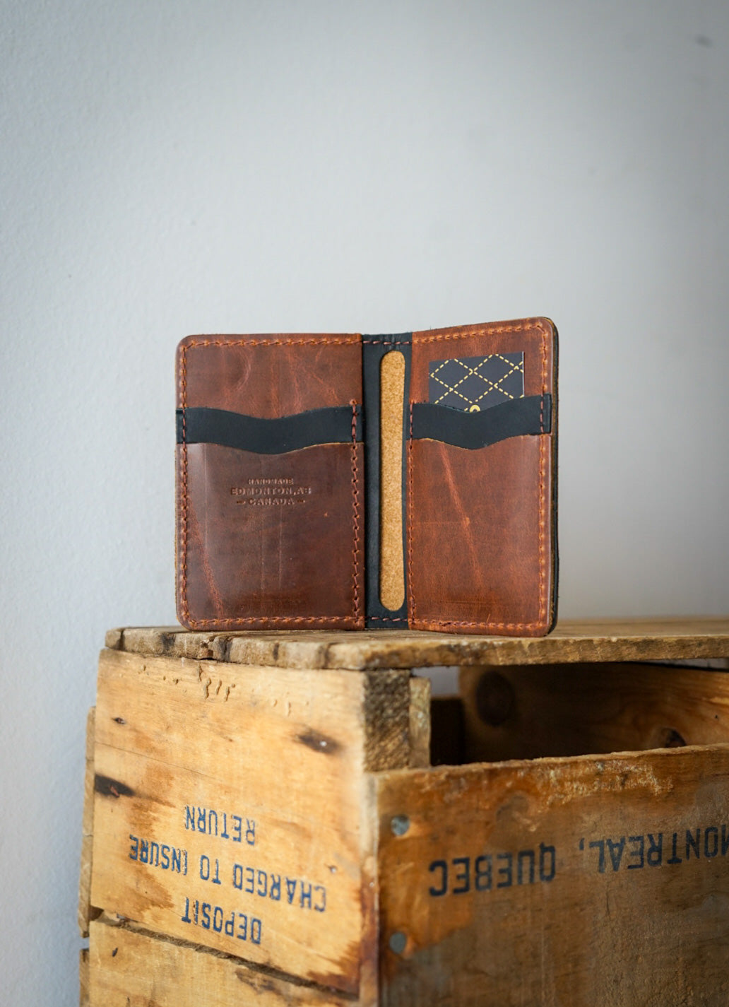 Mini Trucker Wallet for Men - Slim RFID Blocking Bifold Wallet (Hurricane Chestnut + Flat Black) - Perfect for Everyday Carry, Travel & Outdoor Adventures