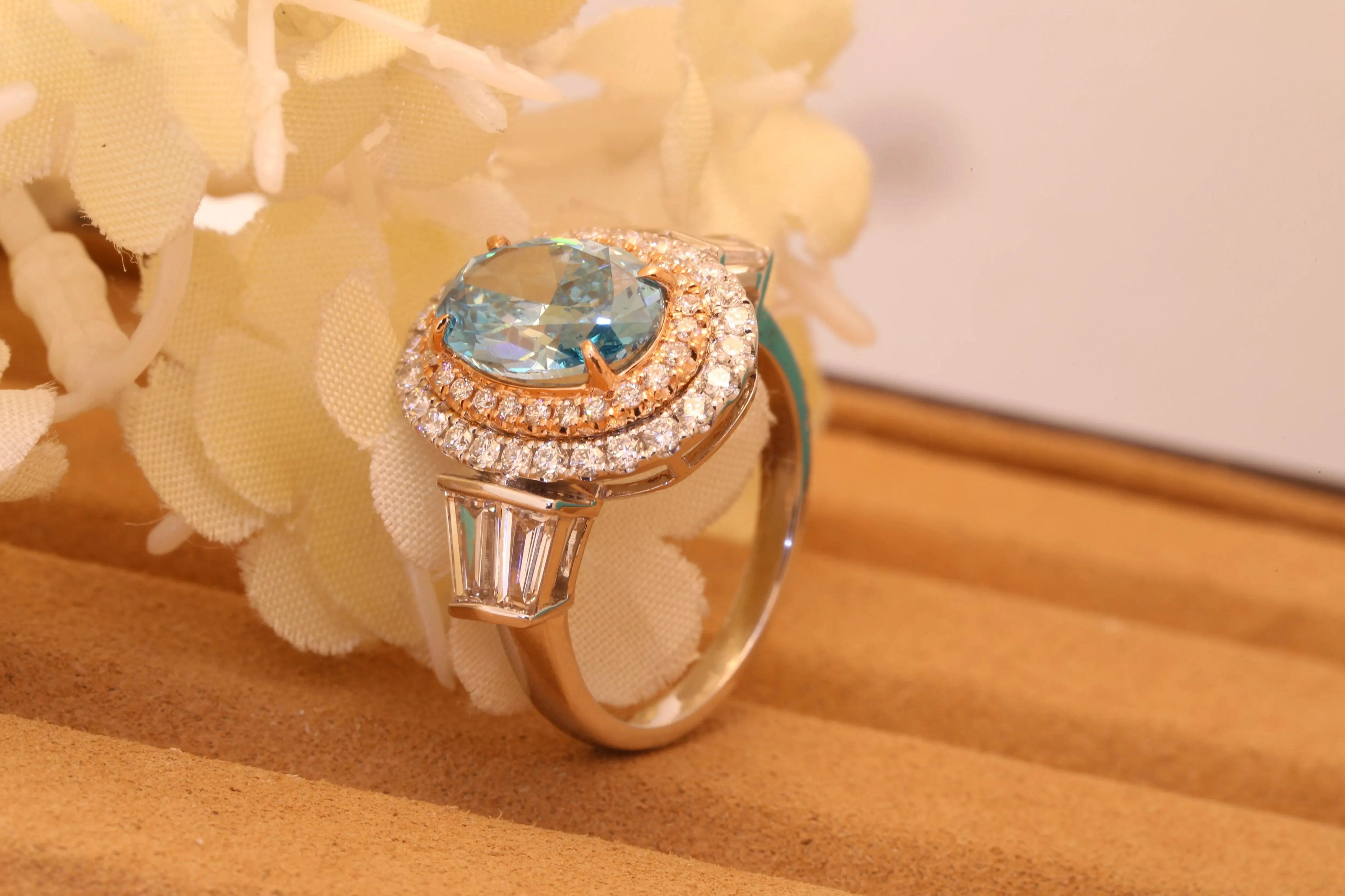 IGI Certified 14k Gold 2.6CT D Fancy Intense Greenish Blue CVD Lab Grown Diamond Engagement Ring for Women - Perfect for Proposals, Anniversaries & Special Occasions