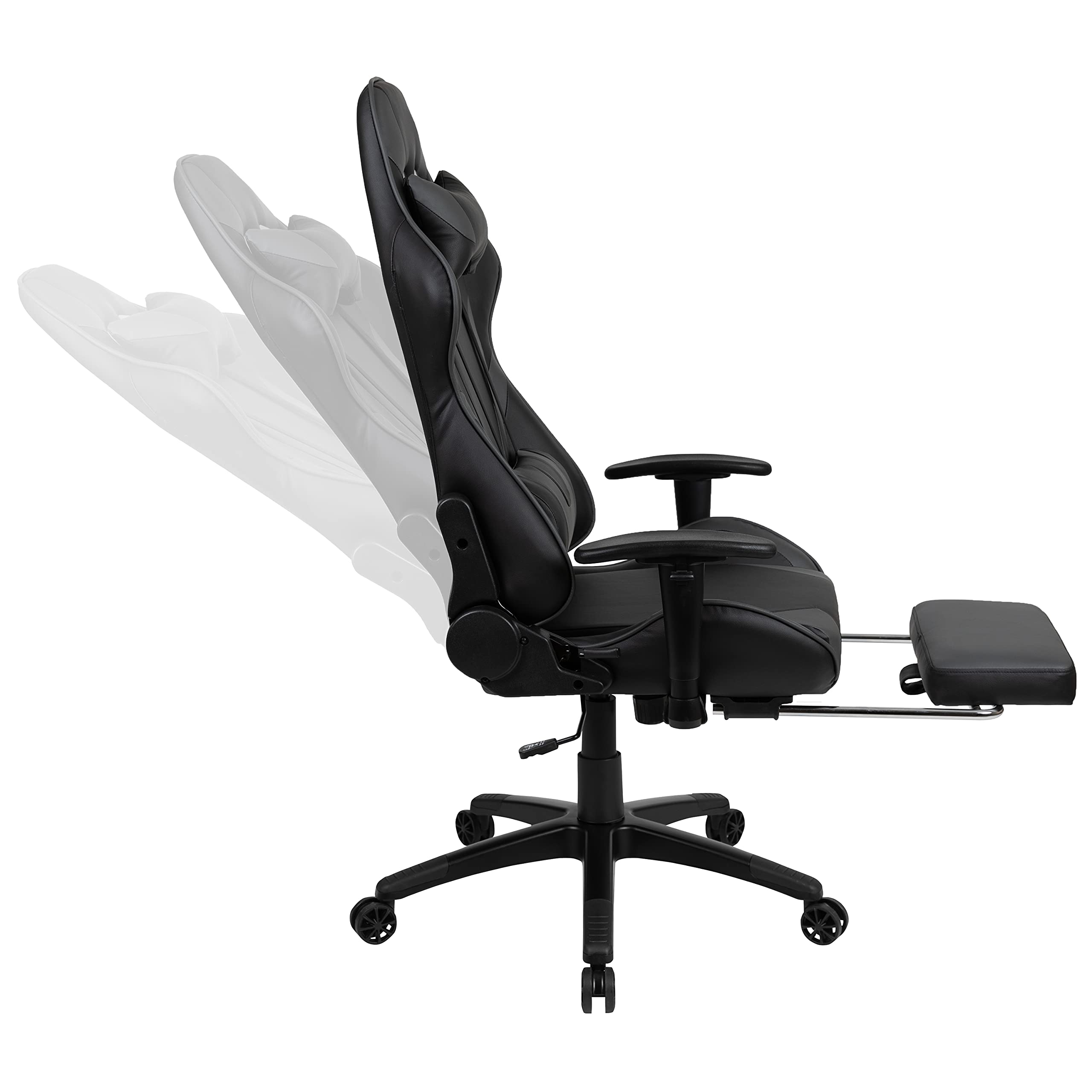 Black Gaming Desk with Cup Holder, Headphone Hook, Monitor Stand & Smartphone Stand - Gray Reclining Gaming Chair with Footrest - Perfect for PC Gaming Setup, Streaming & Home Office