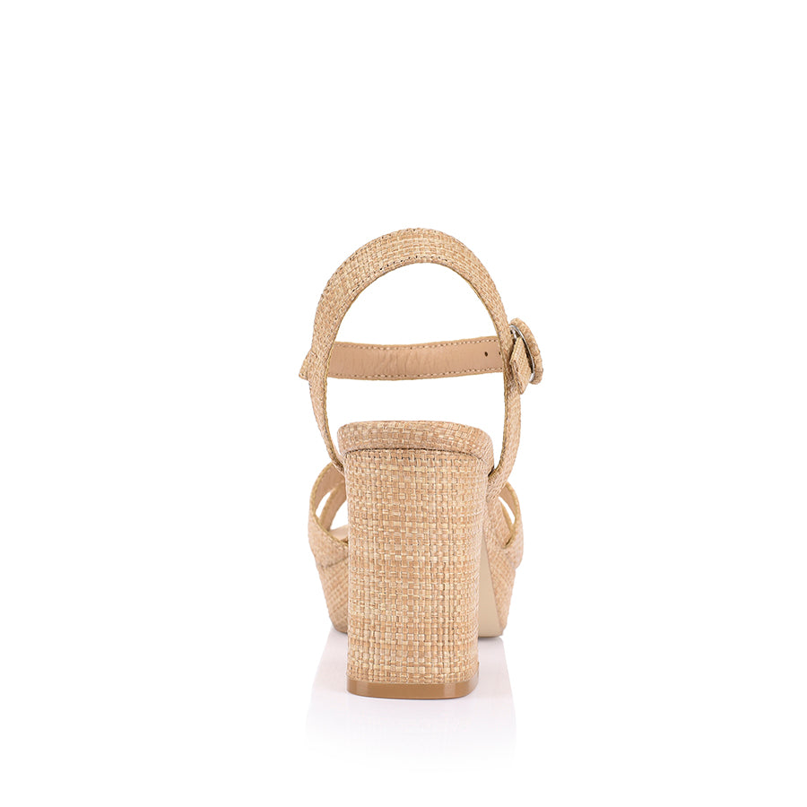 Heppell Women's Platform Heels - Natural Raffia Sandals for Summer | Comfortable High Heels for Beach, Party & Casual Wear