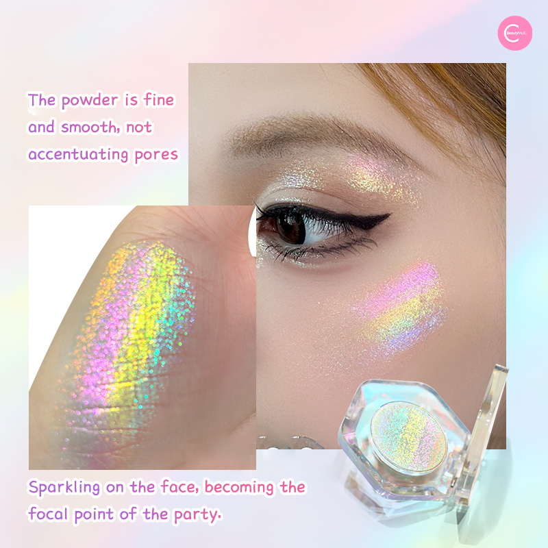 SHEENEFFECT Rainbow Chameleon Highlighter & Eyeshadow Palette - Multicolor Shimmer Makeup for Face & Eyes - Perfect for Parties, Festivals & Night Out Glam Looks