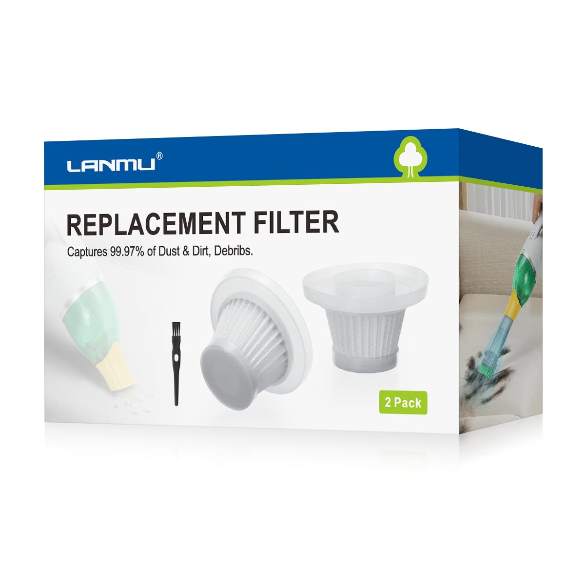 2 Pack Washable & Reusable HEPA Replacement Filters for Horsepower Duck Cordless Vacuum Cleaner - Compatible with AS Seen On TV Model - Perfect for Pet Hair, Dust & Allergen Removal in Home Cleaning