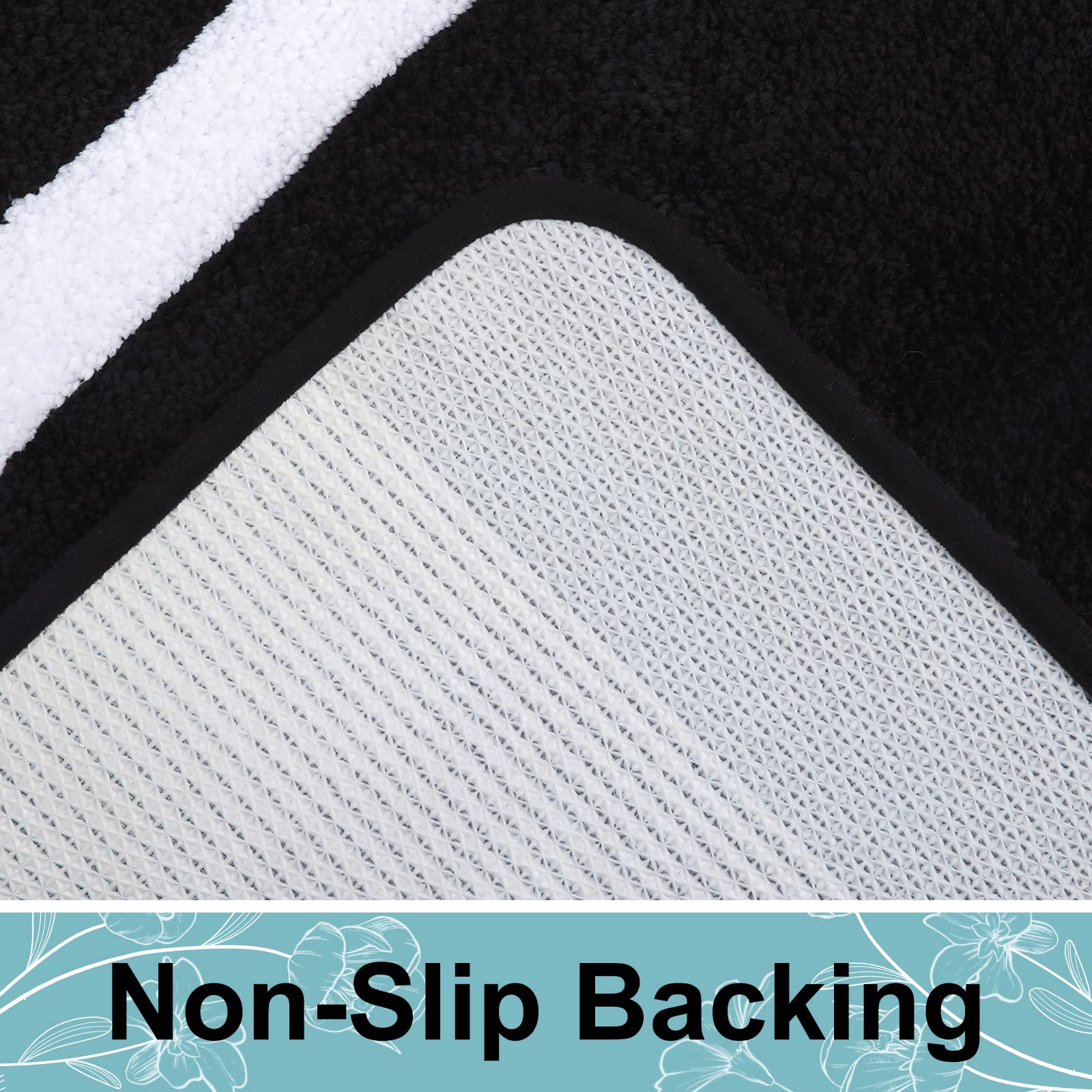 Luxury Bathroom Rug Mat - Ultra Soft Water Absorbent Microfiber Bath Mat, Non-Slip Plush Shaggy Carpet for Bathroom Floor, Tub & Shower - Machine Washable - 16x24 Inches - Black - Perfect for Spa-Like Bathroom Decor & Cozy Home Comfort