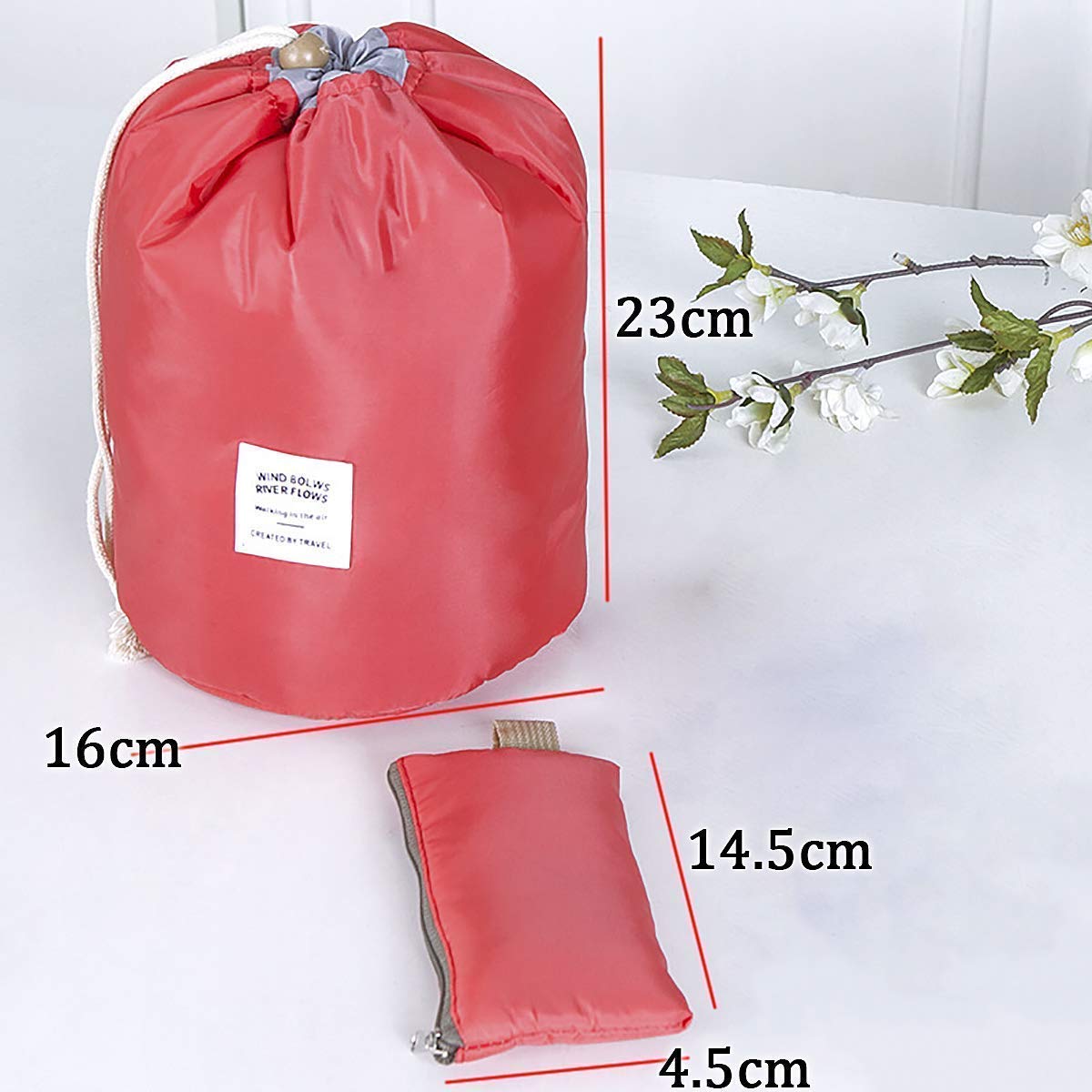 Keskriva Round Barrel Shaped Cosmetic & Toiletry Bag - Waterproof Makeup Pouch for Women, Travel Organizer, Gym Essentials Storage (1pc) - Perfect for Travel, Gym, and Daily Beauty Routine