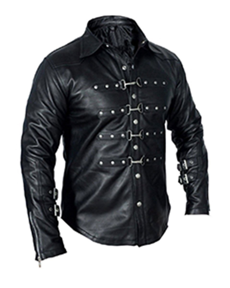 Premium Genuine Sheep Leather Police Uniform Shirt for Men - BLUF Gay Fashion Shirt with Snap Buttons - Perfect for Cosplay, Roleplay & Pride Events