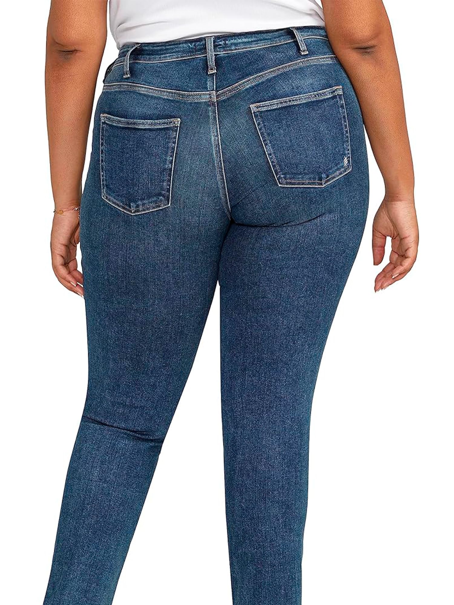 Silver Jeans Co. Women's Plus Size Infinite Fit Mid Rise Straight Leg Jeans - Comfortable Stretch Denim Pants for Casual Wear & Everyday Outfits