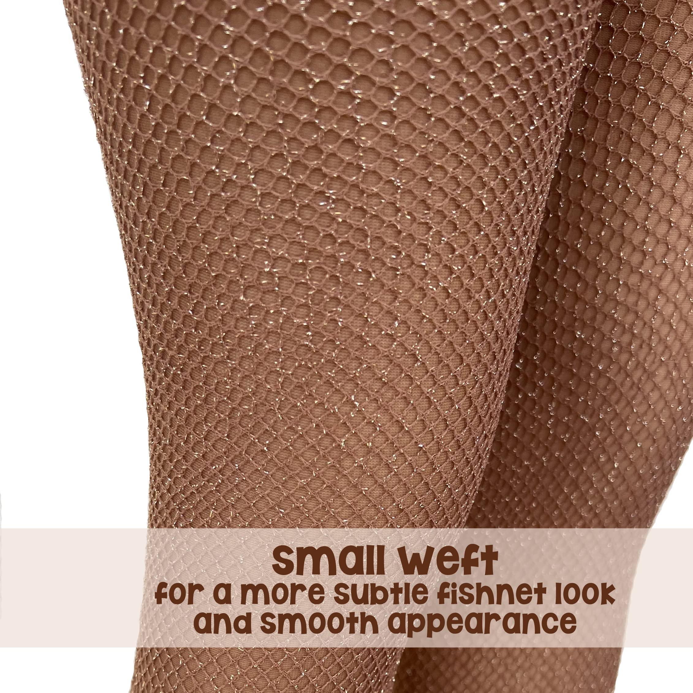 Gold Glitter Fishnet Tights for Women - Sexy Skintone Carnival Stockings | Perfect for Caribbean Parties, Halloween & Burlesque Performances
