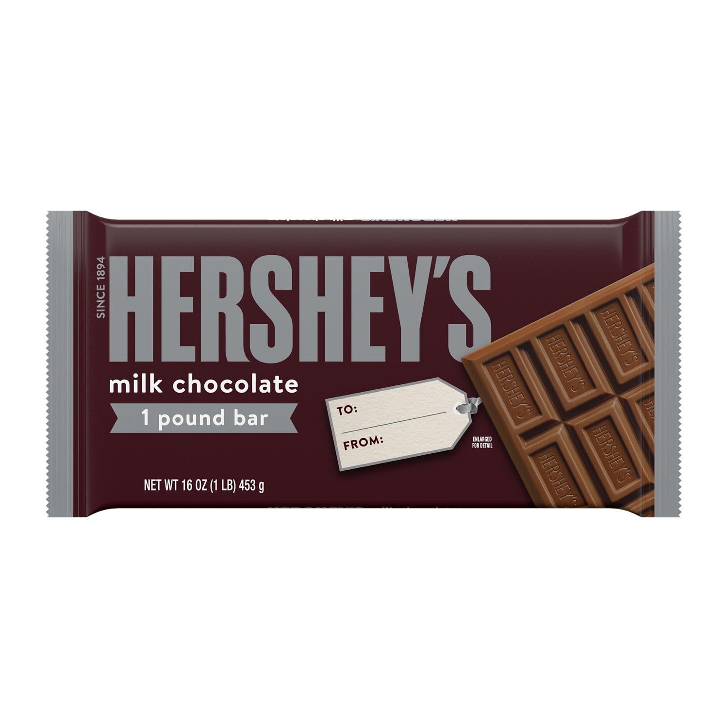 HERSHEY'S Milk Chocolate Candy Bar - 1 lb Bulk Size for Gifts, Baking & Snacking | Perfect for Holidays, Parties & Desserts