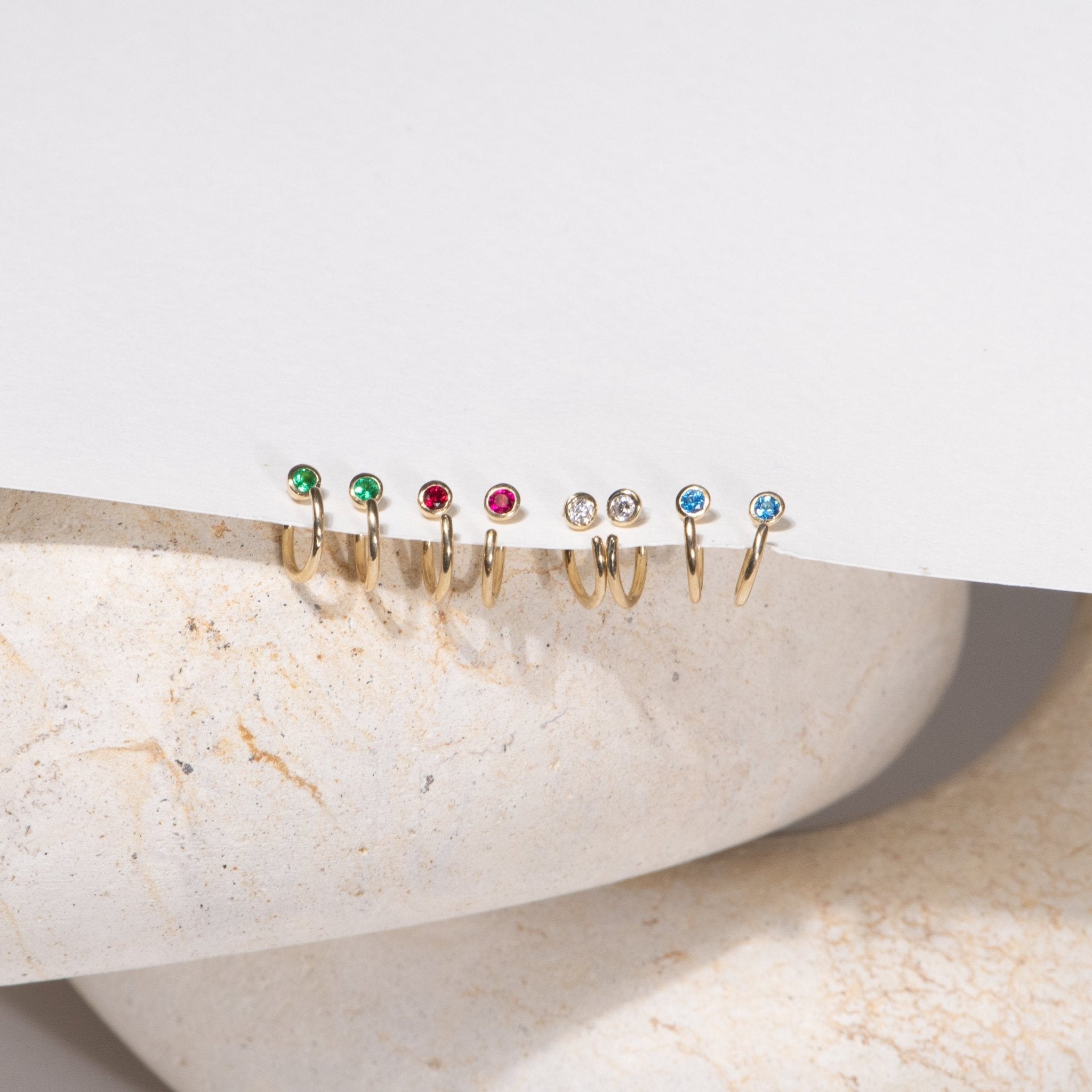 14k Yellow Gold Blue Topaz Ear Cuff - Elegant Non-Pierced Ear Jewelry for Women - Perfect for Parties, Weddings & Everyday Wear