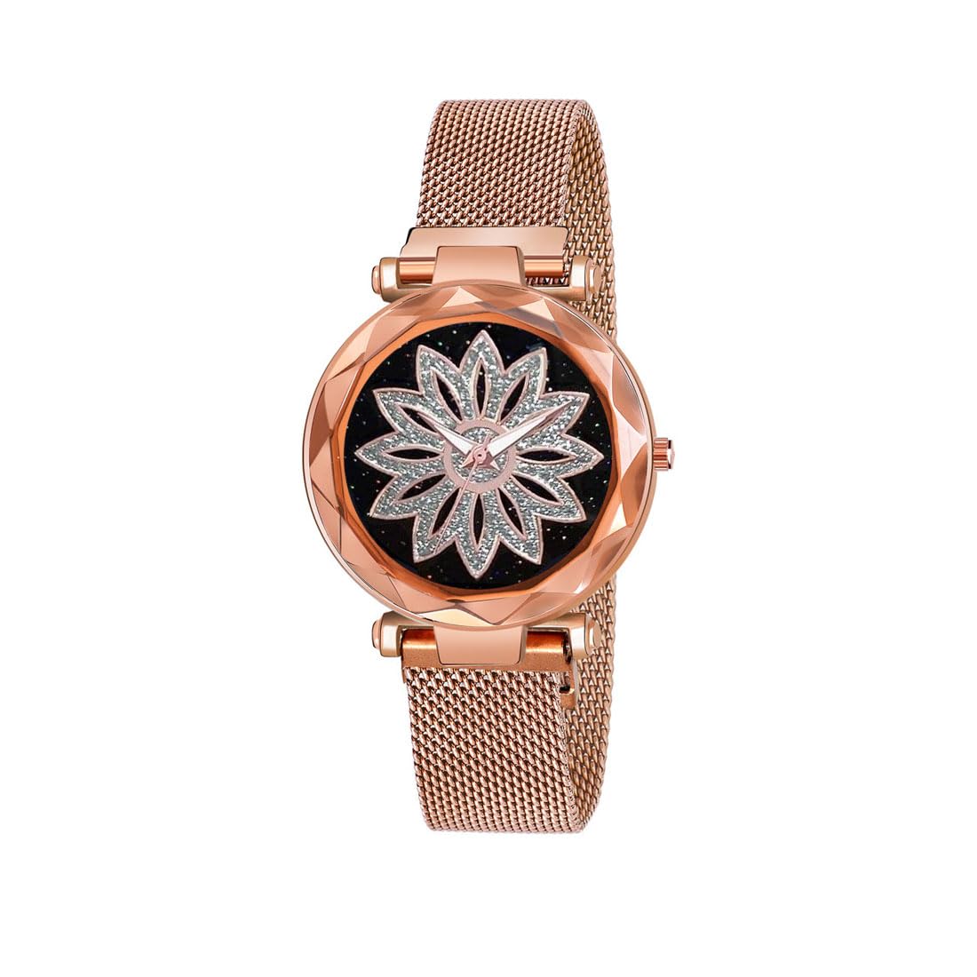 Elegant Rose Gold Floral Round Dial Analog Watch for Women & Girls - Perfect for Casual Wear, Office, and Special Occasions