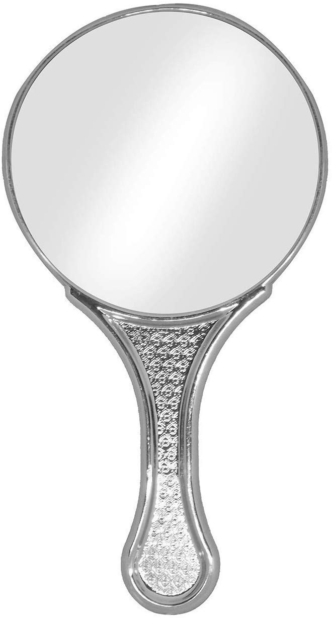 Wizme Silver Portable Makeup Mirror - Compact Travel Vanity Mirror with Case, Perfect for Home, Travel & On-the-Go Touch Ups (Medium Size, Pack of 1)