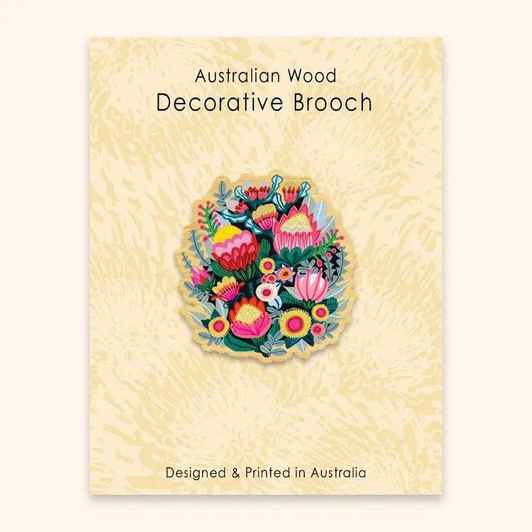 Handmade Australian Wooden Brooch with Bush Flowers Design - Perfect for Women's Fashion Accessories, Gift Giving & Special Occasions