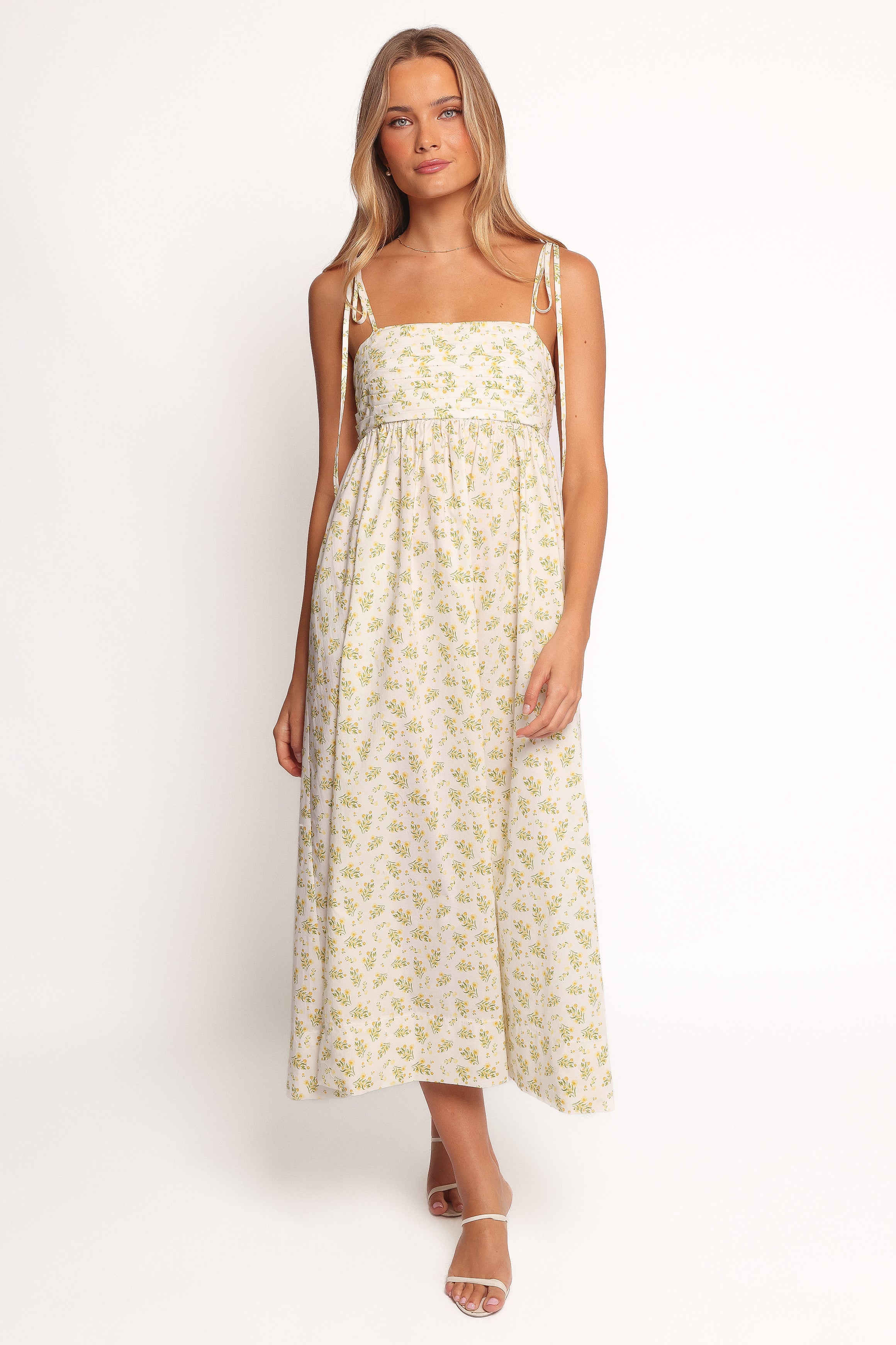 Ashtyn Women's Maxi Dress - Yellow Floral Print Summer Beach Dress for Vacation, Party & Casual Wear