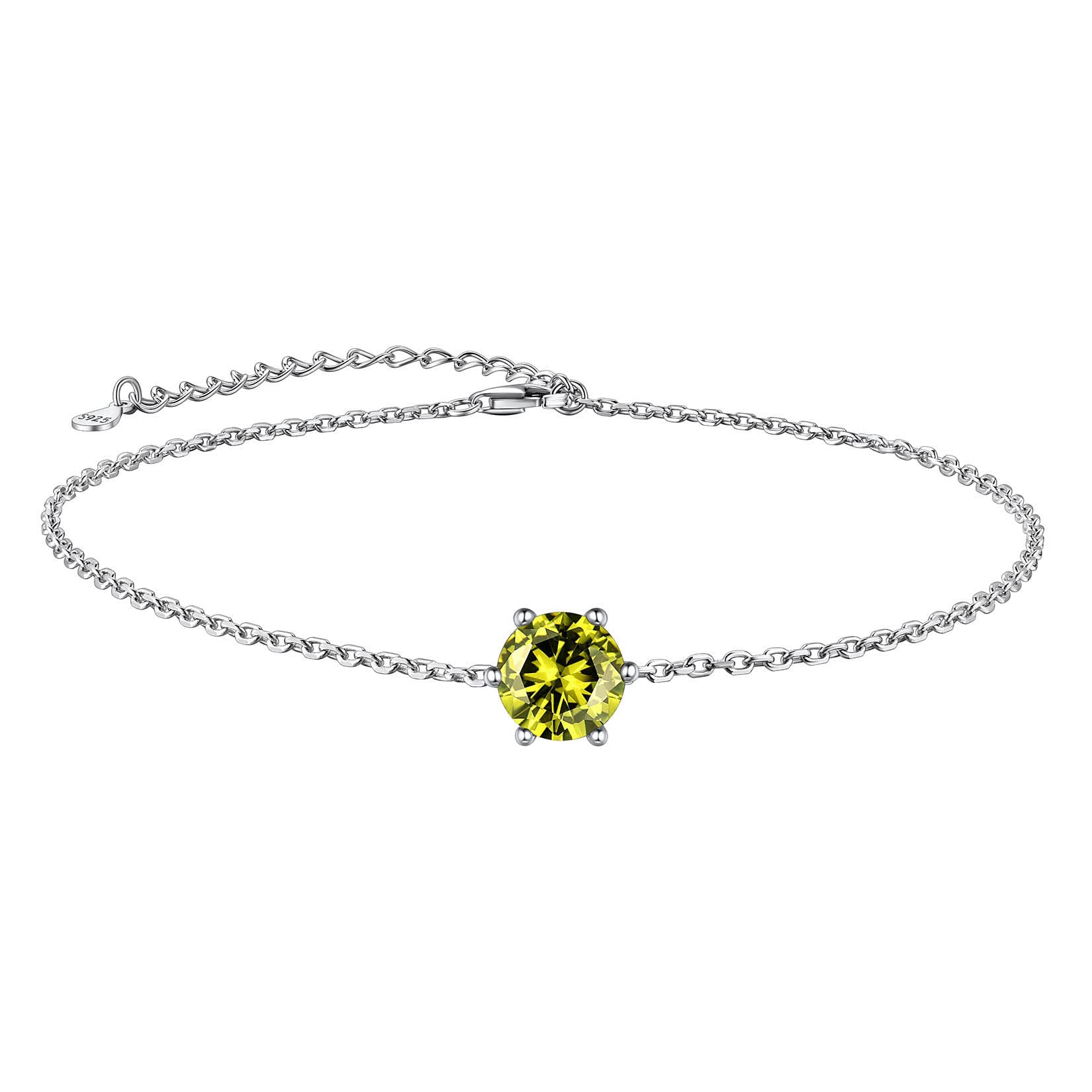 Suplight 925 Sterling Silver Birthstone Crystal Anklet - Dainty Chain Ankle Bracelet for Women | Perfect Gift for Birthday, Anniversary & Special Occasions | Comes with Elegant Gift Box