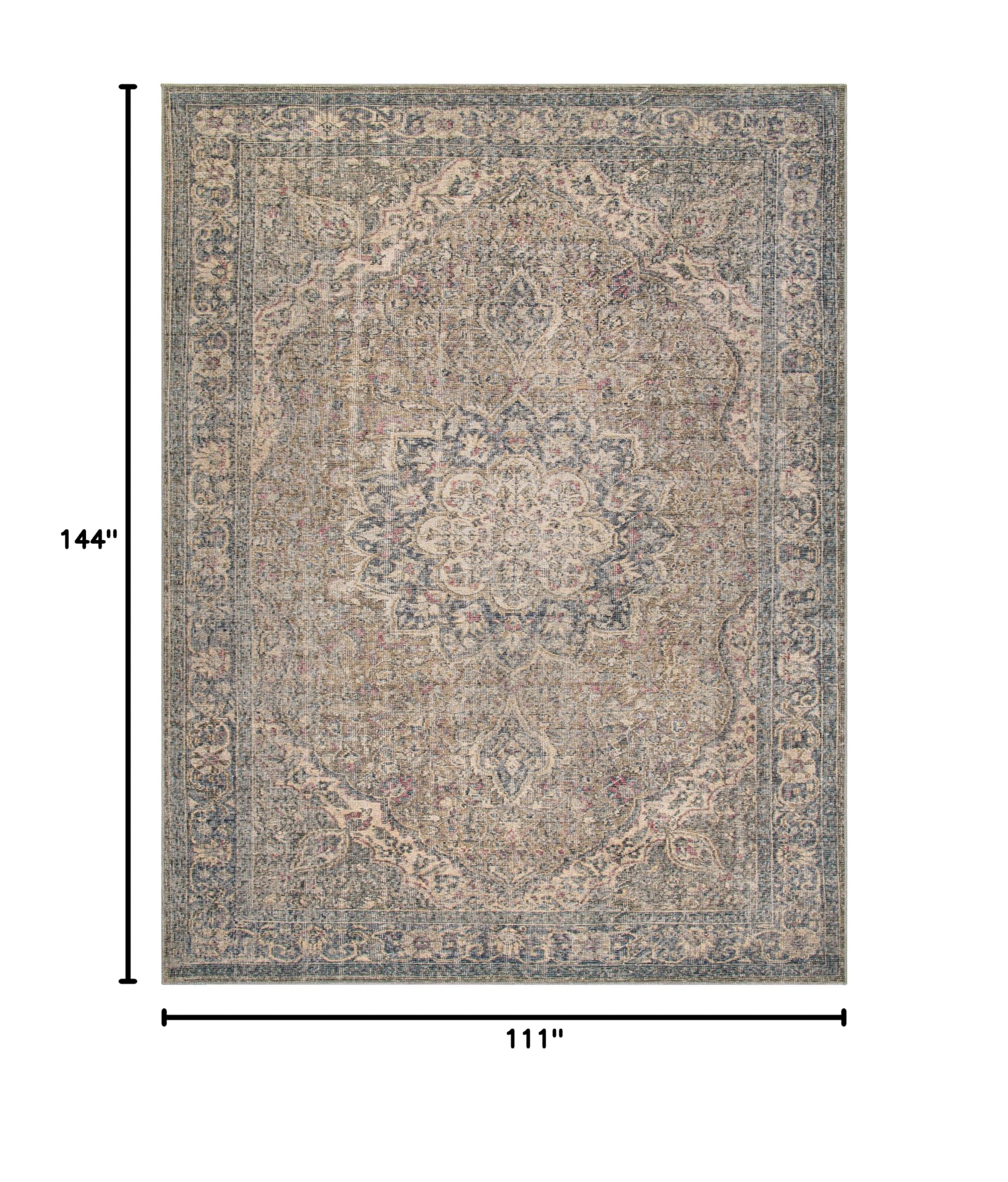Mark&Day Washable Rugs 9x12 - Traditional Camel Area Rug in Brown & Cream | Machine Washable Living Room, Bedroom & Kitchen Carpet (9'3