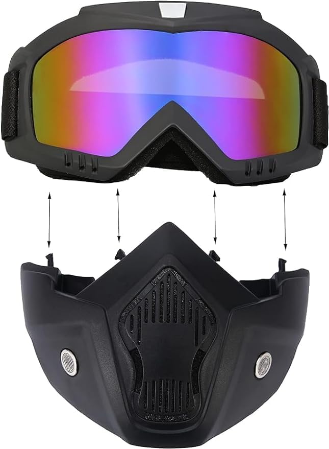 LORD LUCIFER Anti-Fog Paintball Mask & Motorcycle Goggles with Removable Face Shield - Adjustable Motocross Eyewear for Paintball, Airsoft & Off-Road Riding