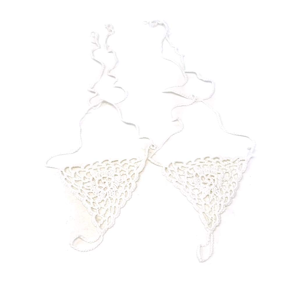 Yueton 2-Pack Crochet Barefoot Sandals - Nude Bohemian Foot Jewelry & Anklet for Women - Perfect for Beach Weddings, Yoga, Pool Parties & Boho Bridesmaid Accessories