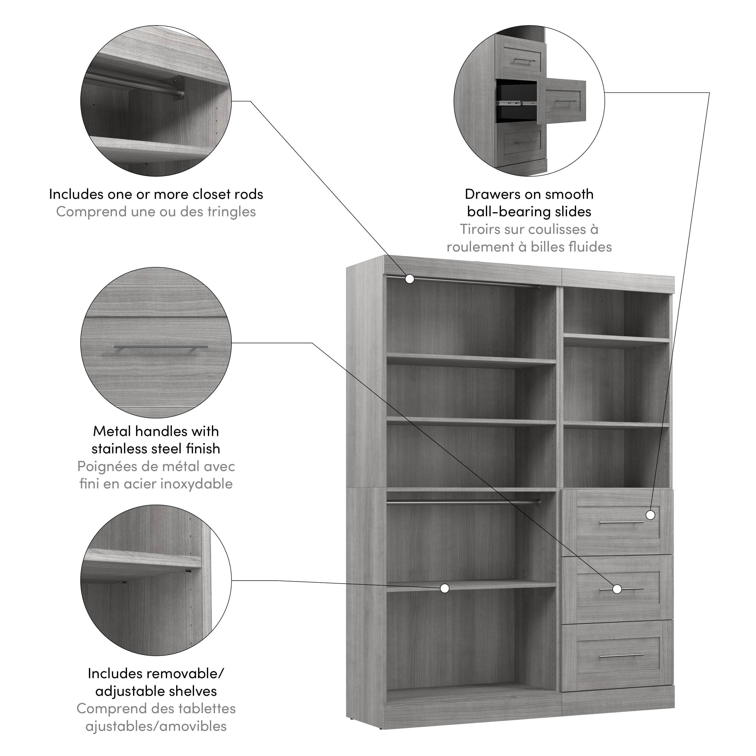 61W Closet Organizer with 7 Color Options - Space Saving Storage Solution for Bedroom, Closet & Wardrobe Organization