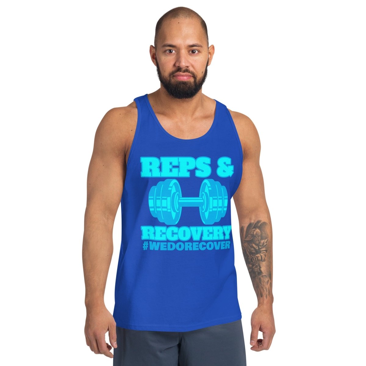 Reps & Recovery Men's Workout Tank Top - #WeDoRecover - Gym, Running & Fitness Training Apparel