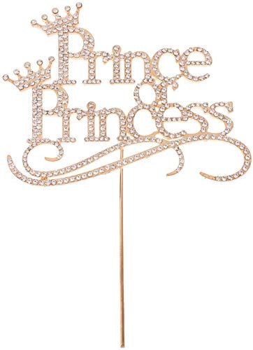 Prince or Princess Cake Topper - Crystal Cupcake Toppers & Food Picks for Baby Shower, Gender Reveal Party (Gold) | Perfect for Birthday Cakes, Wedding Desserts, and Special Celebrations