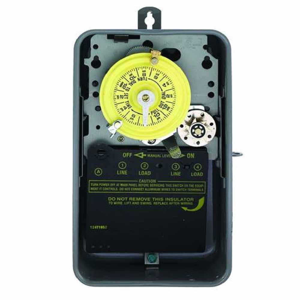 40 Amp 240 Volt 24 Hour Outdoor Mechanical Timer Switch DPST Gray - Heavy Duty Outdoor Electrical Timer for Sprinklers, Pools & Landscape Lighting