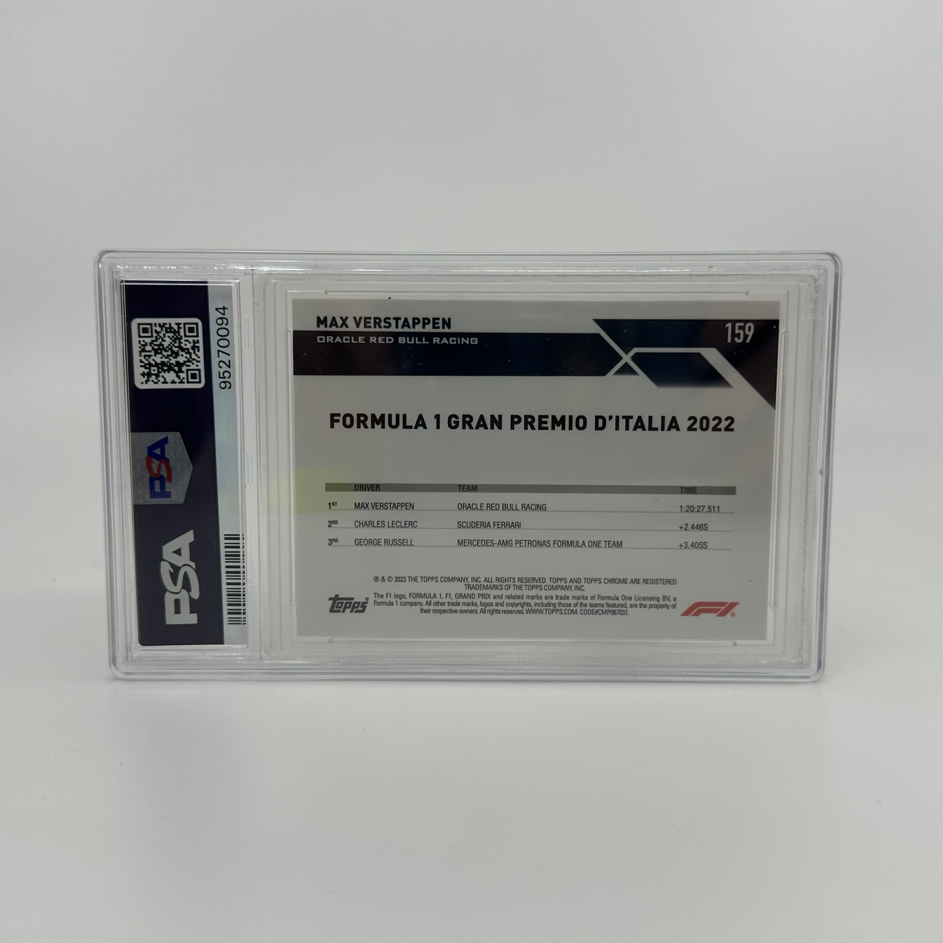 2023 Topps Chrome Max Verstappen #159 PSA 9 Sapphire Orange Parallel - Rare F1 Racing Card for Collectors & Sports Memorabilia Enthusiasts