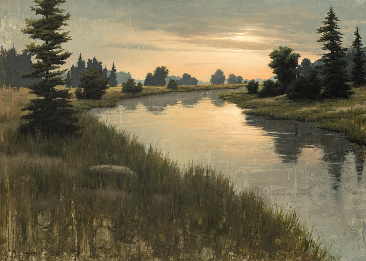 Calming Dusk By Dan Wilson - Relaxing Home Decor Painting for Living Room & Bedroom - Perfect Wall Art for Stress Relief & Meditation Spaces