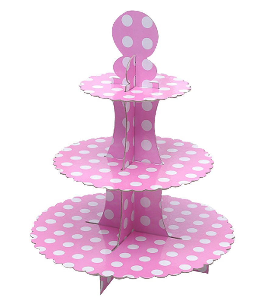 Black Temptation 3-Tier Cupcake Stand & Pink Paper Cake Carrier, 2 Pcs - Perfect for Parties, Weddings, and Dessert Displays