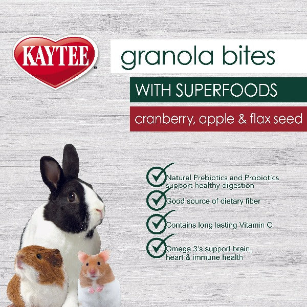 Kaytee Granola Bites with Superfoods - Cranberry, Apple & Flax Seed Healthy Treat for Small Animals | Perfect for Hamsters, Guinea Pigs & Rabbits as Snack or Training Reward