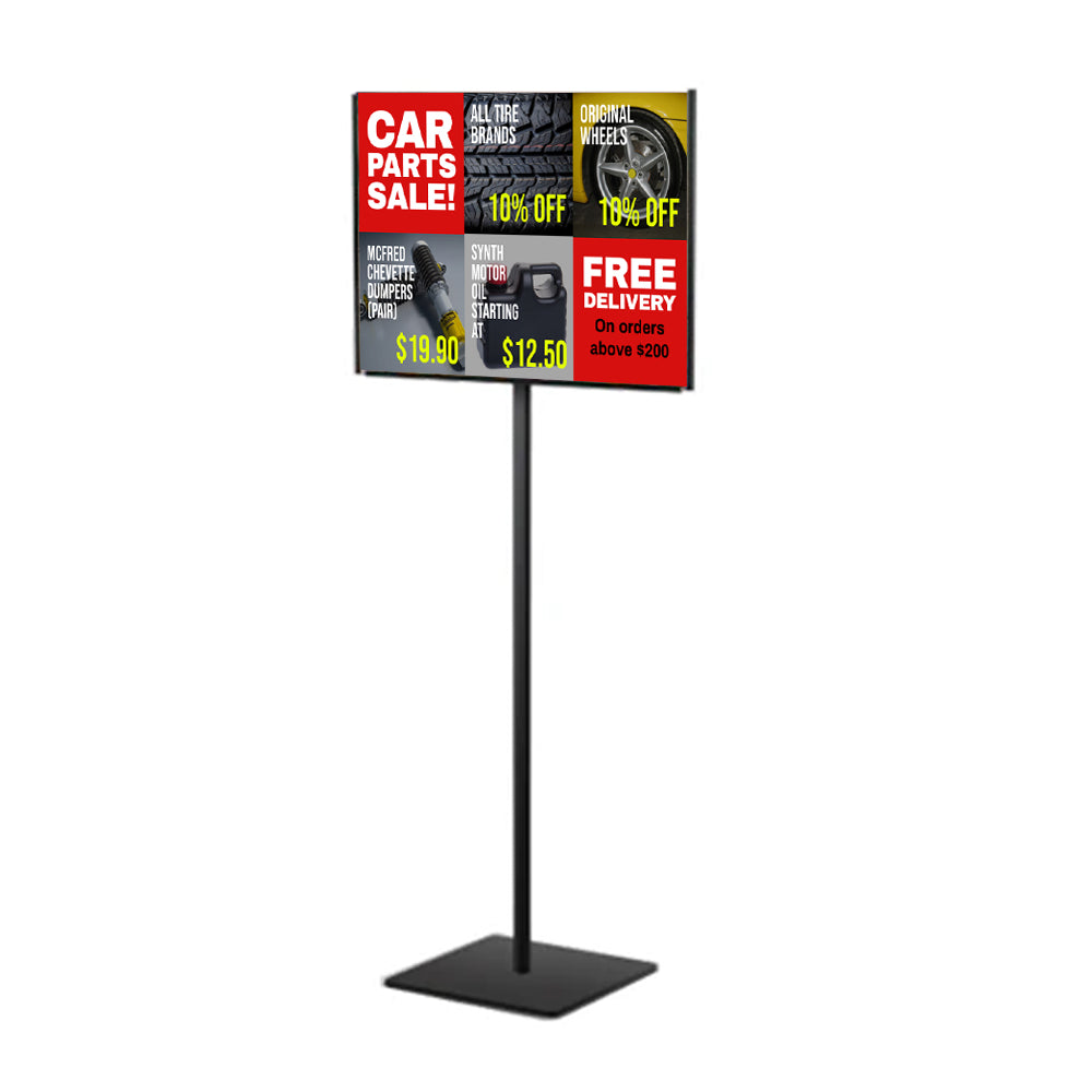 11x17 Lightweight Countertop Pedestal Sign Stand - Single Sided Fixed Height 18