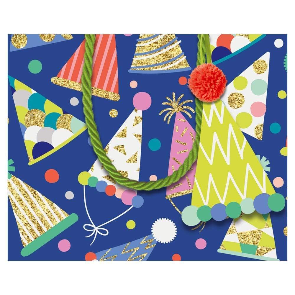 Caspari Mini Party Hats Gift Bags - Set of 1 for Birthday Celebrations & Special Events