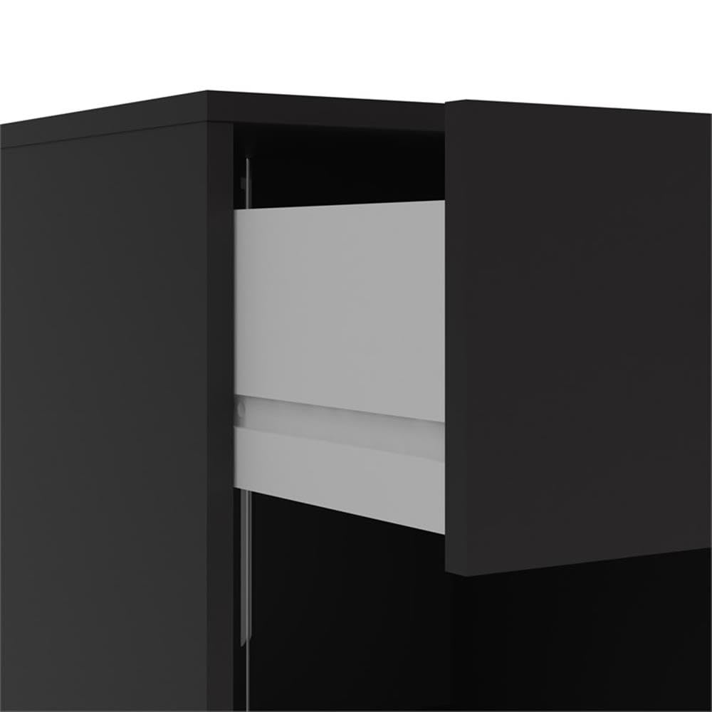 Scandinavian Modern 3-Piece Bedroom Set - Engineered Wood Dresser, Nightstand & Chest with Pewter Handles | Black Finish | Space-Saving Storage Solution for Small Bedrooms & Apartments