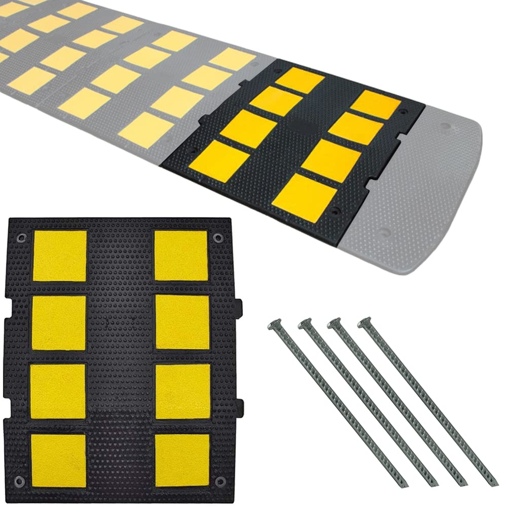 Modular Rubber Speed Bump - Extendable & Interconnectable Traffic Calming Solution (1.125