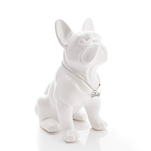 ZAMTAC Red Ceramic French Bulldog Statue - Handcrafted Porcelain Dog Figurine for Home Decor, Room & Garden Ornament | Perfect for Living Room Shelf, Office Desk & Outdoor Patio Decorations