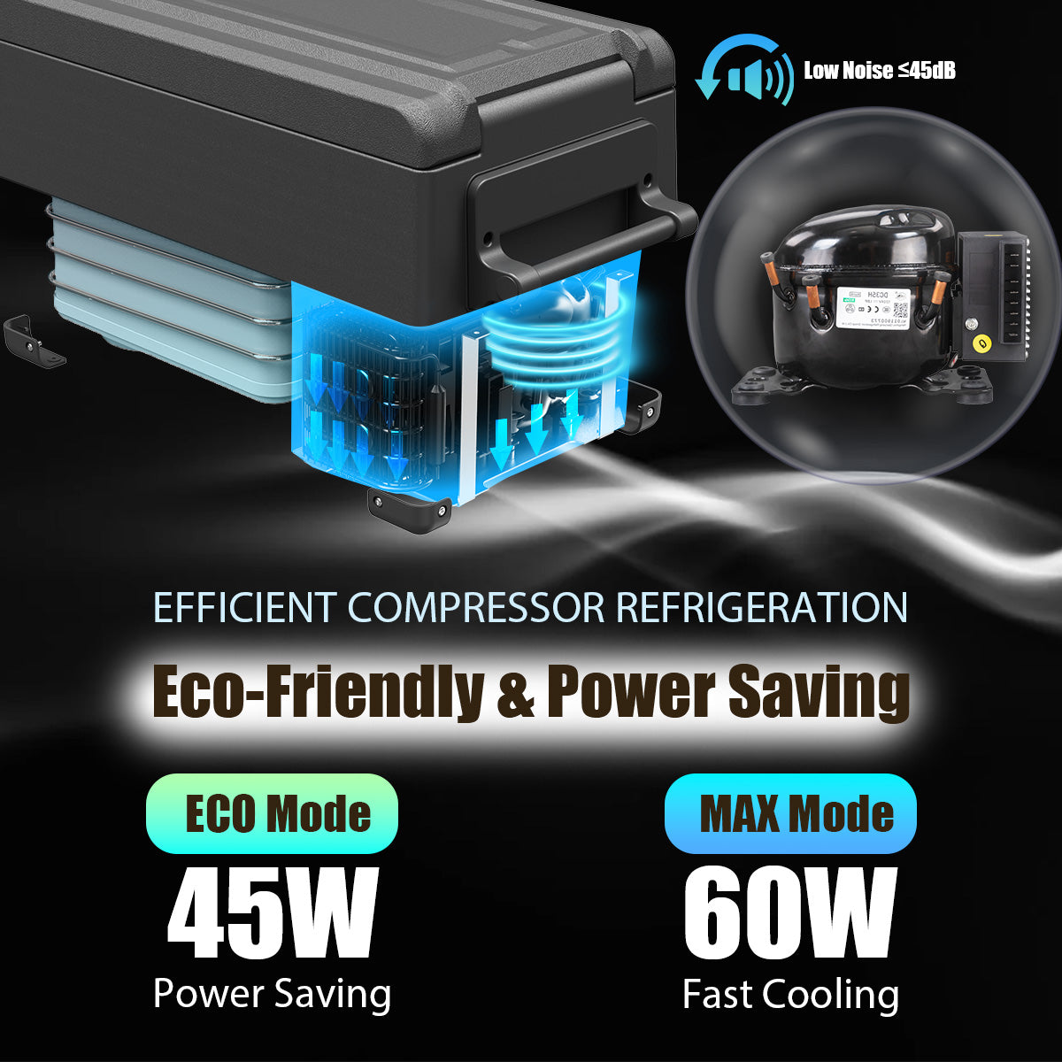 Alpicool NCF45 12V/24V Portable Car Refrigerator Freezer - 45L Compact Fridge for Road Trips, Camping & Outdoor Adventures